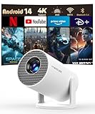 Magcubic Mini Beamer 4K Unterstützt Android 14, Smart Projector 5G WiFi 6 BT 5.4, Mini Projektor Full HD 1080P Unterstützt 200ANSI 8000L Auto Horizontal Trapezoid Correction (weiß)