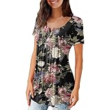 Oversize Shirt Damen Tunika gr 52 Oversize Pullover Damen Winter Shirt mit Spitze Longshirts Damen Rippshirt Damen Langarm pinkkola Damen Frauen modern Bluse vorne kurz hinten lang