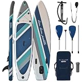 ALPIDEX Stand Up Paddle Set SUP 320 x 76 x 15 cm max. belastbar bis 200 kg Aufblasbar Stabil Leicht Komplett Set Tragetasche Paddel Finnen Luftpumpe Leash Repair Kit, Farbe:C