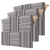 BXI Dichte Akustikschaum-Paneele, 30 x 30 x 5 cm 18 Stück – Breitband-Schallabsorber, dicke Schalldämmung, Studio-Schallschutzfliesen, 3D-Rillen-Dekorationspaneele für Wände & Deck