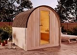 FinnTherm Fasssauna aus Holz ScandiPod Comfort, Outdoor-Sauna modern, Außensauna Garten mit 42 mm Wandstärke, Saunahaus 204 x 220 x 210 cm, naturbehandelt oder T
