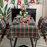 iEventStar Weihnachtsdeko Weihnachten Grün Karierte Tischdecke Tischtuch Rechteckige Esstischdecke Tischdecke mit Saumstich Weihnachtsfeier Neujahrsdekoration (Grün, 140 x 180 cm)