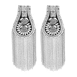 SUPERFINDINGS 2 Stück Mode Quaste Epauletten Metall Punk Schulter Abzeichen Abnehmbare Platin Epaulet Schulter Dekoration Fixiert Durch Pin Für Jacken Metall Punk F