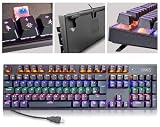 Eaxus® Mechanische Gaming Tastatur - LED Gaming Keyboard mit Makrotasten & Blue Switches, USB 1000 Hz Pollingrate, QWERTZ, Schw