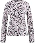 Taifun Damen Plissee-Shirt mit U-Bootausschnitt Langarm Gemustert Schwarz Gemustert 34