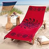 Delindo Lifestyle Frottee Bezug für Gartenliege Tropical Sun Red, Schonbezug für Sonnenliegen, Liegenauflage aus 100% Baumwolle, 83x200