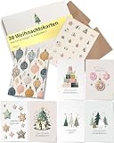 Milula Studios 30 Weihnachtskarten Mit Umschlag - Adventskarten A6 - Karten Weihnachten Set - Christmas Cards - Weihnachtskarte Set Postkarten - Weihnachten Karten Set Für Weihnachten - S