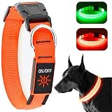 KOSKILL Leuchthalsband Hund Wiederaufladbare USB LED Hundehalsband Wasserdichtes Leuchtendes Hunde Halsband Einstellbare Super Helle für Mittlere Große Hunde (Orange, M)