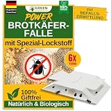 GREEN GUARDIA Brotkäfer Falle mit Spezial-Lockstoff - 6x Brotkäfer Fallen - umweltfreundlich Brotkäfer bekämpfen, Chemiefreie Falle mit starker Klebefläche, giftfrei & g