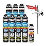 Isolbau B2 Dämmstoffkleber SET - 7 x 750 ml Perimeterkleber, 1 x PU-Schaum-Reiniger & 1x Schaumpistole für EPS & XPS-Platten - 1K PU-Klebeschaum für Fixieren und I