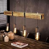 GBLY Vintage Pendelleuchte Holz Esstischlampe Retro Hängeleuchte mit 80CM Holzbalken 4 x E27 max. 25 Watt Hängelampe Industrial Pendellampe für Esszimmer Küche Wohnzimmer Bar R