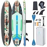 ZLX SUP Board mit Sitz Stand up Paddling Board 320cm Stabil Aufblasbares Paddle Board für Erwachsene Familien Anfängerfreundlich, Anti-Rutsch Deck, Pump