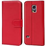 Verco Handyhülle für Galaxy S5 Hülle, Klapphülle für Samsung Galaxy S5 Neo Tasche PU Leder Flip Case Brieftasche - R