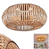 Deckenleuchte Oravi, moderne Deckenlampe aus Metall/Bambus in Schwarz/Natur/Dunkelbraun, Deckenleuchte im Boho-Design m. tollem Lichteffekt an der Decke, Ø 50 cm, 3 flammig, 3 x E27, ohne L