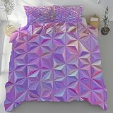 Sobhdga Bügelfreie Bettwäsche Geometrie Dreieck, Sommerbettwäsche 135x200, Modern 3D Druck Bettbezug Mikrofaser, Bunt Ombre Bettwäsche Set mit Reißverschluss, 2 Kissenbezug 80x80