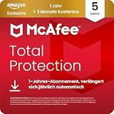 McAfee Total Protection 2026 (5 Geräte), 15 Monate Amazon Exklusiv | Virenschutz, VPN, Betrugsschutz, Sicherheitssoftware, Identitätsüberwachung | Abonnement mit automatischer Verlängerung | Dow