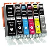 Supply Guy 6 Druckerpatronen mit Chip kompatibel mit Canon PGI-550 CLI-551 passend für Canon Pixma IP8700 IP8750 MG6300 MG6350 MG7100 MG7150 MG7500 MG7550