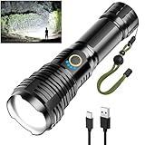 Glarylight Taschenlampe LED Aufladbar 600000 Lumen, LED Taschenlampen Extrem Hell XHP70.2 Taschenlampen Akku USB, Starke Taschenlampe IPX7 Wasserdicht, Zoombar Flashlight für Outdoor NotfäL