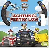 PAW Patrol: Achtung, fertig, los! Lenke 6 Fahrzeuge!: Pappbilderbuch mit Lenkrad und Pop-up-Armaturenbrett auf jeder S