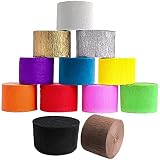 Krepppapier Kreppbänder 4.5cm x25m Krepp Bänder Bunt Crepe Paper für Hochzeit Geburtstagsfeier Feier Deko Papierfalten Basteln Handarbeiten Papierkunst (12 Rollen) (Bunt)