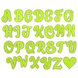 Locomo individueller Chenille-Buchstaben zum Aufbügeln, 7 cm, kursives Aufnähen, Alphabet A-Z, Goldverzierung, Großstadt, besticktes Namensschild, Motiv, Jacke, T-Shirt, Rucksack