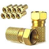 SatShop-Ft F-Stecker 7mm schraubbar | 10 Stück vergoldet | Gummidichtung | breite Mutter | für Koaxial Antennenkabel | Koax SAT Kabel | BK Anlagen | Satelliten LNB (10x, F-Stecker vergoldet)