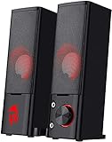 Redragon PC Gaming-Lautsprecher, 2.0-Kanal-Stereo-Desktop-Computerlautsprecher Mit Roter Hintergrundbeleuchtung, Hochwertigen Bässen und Kristallklarem Klang, Stromversorgung über USB (Rot-GS550)