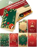 Milula Studios 14 Weihnachtskarten mit Umschlag Set - Adventskarten A6 - Karten Weihnachten Set - Weihnachtskarte zum Aufklappen - Weihnachtspostkarten Set für W
