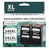 INKCLOUD 540XL 541XL Multipack Patronen Ersatz für Canon Druckerpatronen 540 541 PG-540XL CL-541XL für Canon Pixma TS5150 MG3600 MG3650S MG3650 MG4250 MX475 TS5100 MG3150 MG3500 (1 Schwarz, 1 Farbe)