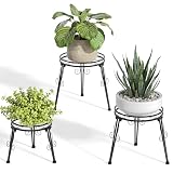 SUEH DESIGN Pflanzenständer für drinnen und draußen, runder Pflanztisch, Pflanzenhalter für Zuhause, Garten, Terrasse, Dekoration, 3 Stück