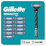 Gillette Mach3 Rasierer für Männer Rasierer mit 3 Klingen 1 Gillette Rasierer 12 Aufsätze Klingen Rasur Sy