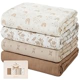 Yoofoss 4er Pack Baby Pucktuch 120x120 cm Mullwindeln aus Baumwolle und Bambus Wickeltuch Swaddle Decke Tücher als Babydecke Puckdecke Mulltücher Badetuch Wickeldeck