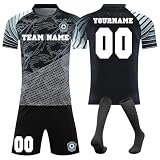 Generisch Fussball Trikots Shorts und Socken Anzug, Personalisierte Fußball Trikot für Jungen/Herren, Fussball Trikot mit eigenem Namen Nummer und Logo Kinder/Erw