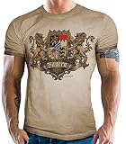Herren Trachten T-Shirt im Vintage Retro Used Look - Für echte Bayern Fans: Königliches Bayernwapp