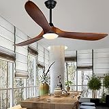 XSGDMN Deckenventilator im Freien mit Licht und Fernbedienung, deckenventilator holz, 132cm 6 Geschwindigkeit Energiespar Super Leise, für Terrasse, Nebengebäude, Veranda, Pavillon, Garag