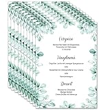 Menükarten Hochzeit zum Bedrucken DIN A5 - Blanko Speisekarten Getränkekarten individuell anpassbar für verschiedene Anlässe (10x Stück, Eukalyptus)