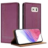 Handy-Flip-Hülle Kompatibel mit Samsung Galaxy S6 Edge Hülle, Brieftasche, PU-Leder, Flip-Folio-Hülle mit Kartenhalter, Klapphülle, Ständer, [stoßfeste TPU-Innenschale], ultradünne, schlanke Handyhü