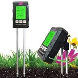 Cuteefun Feuchtigkeitsmessgerät Pflanzen, 6 In 1 Bodentester mit Licht/pH/Temperatur/Feuchtigkeit/Fertilität/Feuchtigkeit, pH Wert Messgerät Erde, Bodenfeuchtemesser für Gartenarbeit, Landw