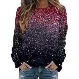 AQ899 Weihnachtspulloverkleider für Frauen Modisches Damen-Sweatshirt mit Rundhalsausschnitt Lässigem Feinem Glitzerdruck Und Langen Ärmeln Einzelstück Hoodie D