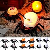 12 Stück Halloween Spinne Kerzenlicht,Spinne flammenlose led kerze,Flammenlose Kerzen mit Batterie,Halloween LED Kerzen,Spinne Teelichter für Indoor Outdoor Garten Party Weihnachten Deko R