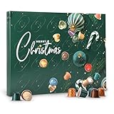 Kaffeekapsel Adventskalender, 24 Kapseln - kompatibel mit Nespresso-Maschinen - 10 verschiedene Espressokapsel Sorten - Cocoa Truffle, Capriccio, Vanilla Eclair, Cosi, India, Vienna Linizio Lung