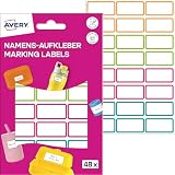 AVERY Zweckform NAME48C Namensaufkleber Kinder wasserfest 48 Stück (15x31mm, Folie, selbstklebende Namens-Etiketten, beschriftbare Namensschilder, Spülmaschinenfest, für Schule, Kindergarten) b