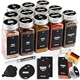Deco haus® Gewürzgläser eckig mit Schraubkappe 12er Set [+Etiketten & Streueinsatz] - Gewürzdosen Set Glas - Gewürzbehälter Spice Jars - Gewürze Aufbewahrung - Behälter für Gewürze Gewürzaufbewahrung