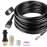 SWAWIS Rohrreinigungsschlauch Rohrreinigungsset 15M 180bar 60°C Abflussreiniger Schlauch mit 2 Düsen, 1 Adapter für Kärcher K2 K3 K4 K5 K6 K7 Hochdruckreiniger Rohrreinig