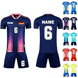 Fussball Jersey Trainingsanzug für Junge Herren, Fussball Trikot Jungen mit Eigenem Namen Nummer Logo, Fußballgeschenke für Kinder und Männer (DE/NL/SE/PL, Alter, Einheitsgröße, Regular, Marine)