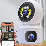 UUE 355°-WLAN-Überwachungskamera für den Innenbereich, FHD 1080P Dual-Kamera überwachungskamera mit Aufzeichnung, Nachtsicht, Bewegungserkennung, Zwei-Wege-Audio, kompatibel für Babys/H