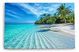 Wandbild 120x80cm Karibik Insel Südseeparadies Palmen Strand Meer Türk