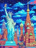 Diamond Painting Kits für Erwachsene Kinder DIY 5D Diamond Art Freiheitsstatue Paint mit runden Diamond Full Drill Gem Art Painting Kit Diamond Painting Zubehör, für Home Wall Decor 40x50cm V-798