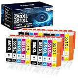 Coloran 550XL 551XL Druckerpatronen Kompatibel für Canon 550 551 XL für Canon iX6850 MG5650 MG5550 iP7250 7200 MX925 MX920 MG5450 MX725 (8 Schwarz, 4 Cyan, 4 Magenta, 4 Gelb