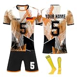 Personalisiert Trikot Jeder Name Nummer Team Logo Benutzerdefiniert Fussball Trikot Set Fußball Jersey 3 Teiliges Football Kit Personalised Fußballtrikot Männer Jungen Personalisierte Training S